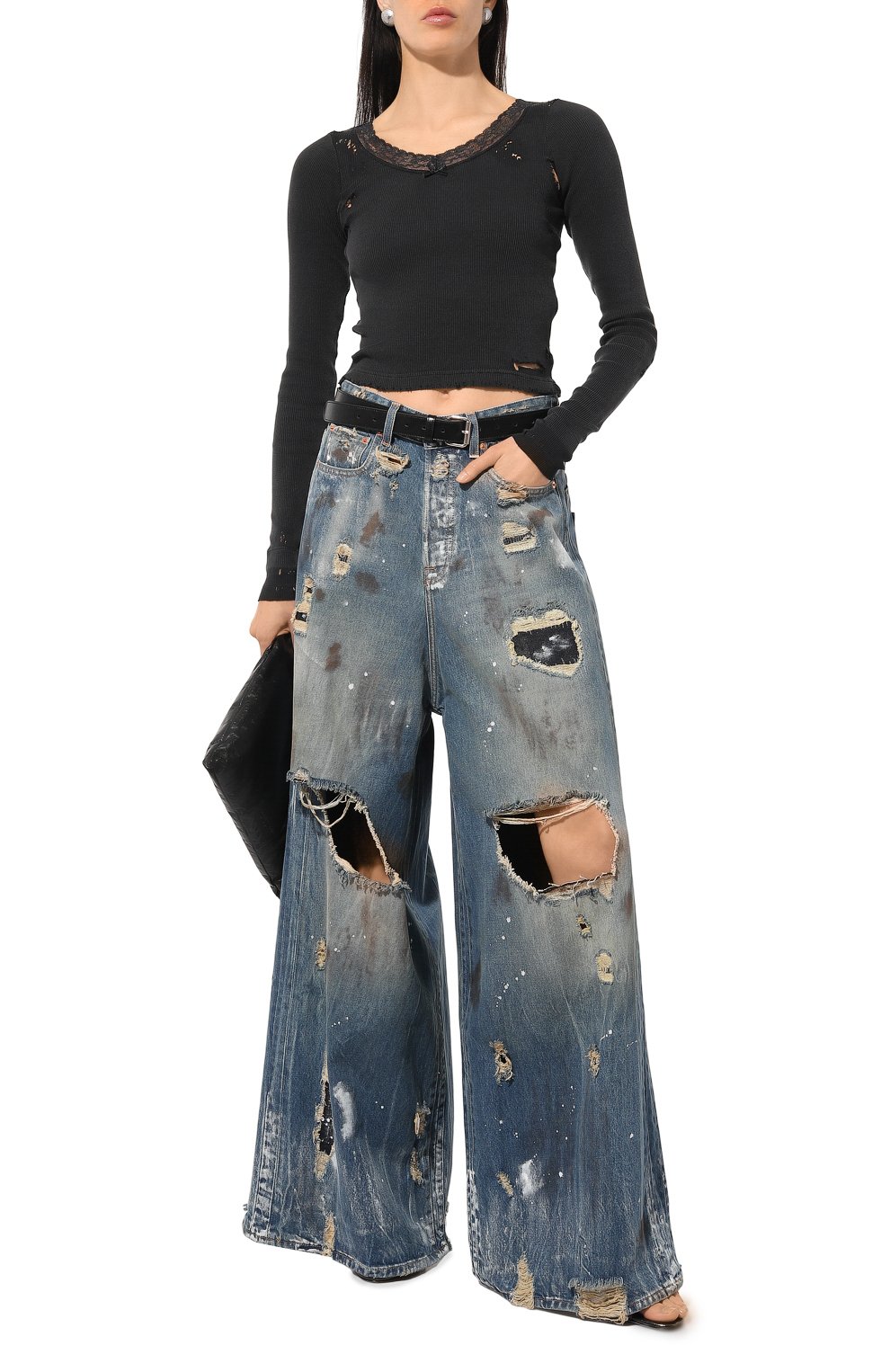 Хлопковый лонгслив BALENCIAGA черного цвета по цене 113500 руб., арт. 791778/TQVE1, фото 2 Хлопковый лонгслив BALENCIAGA, арт. 791778/TQVE1, фото 2