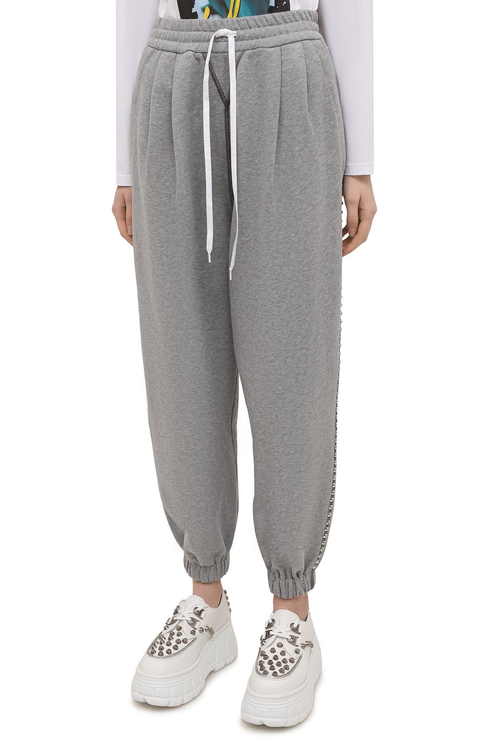 Хлопковые джоггеры MIU MIU, арт. MJP268-1Z9J-F0031, фото 3