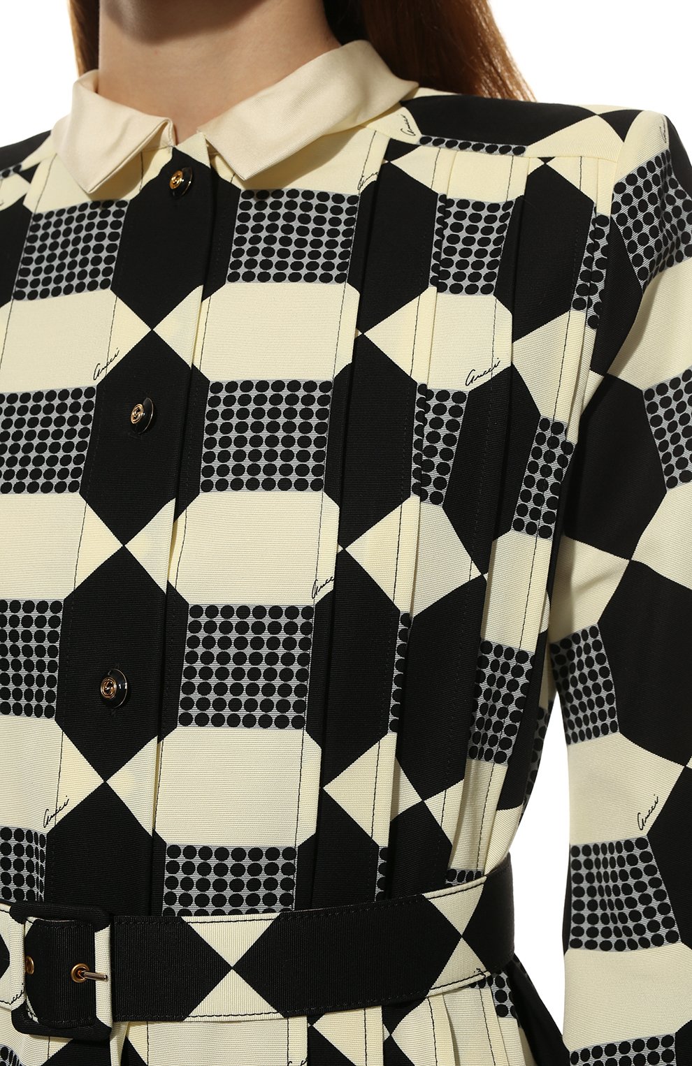 Платье из хлопка и вискозы GUCCI черно-белого цвета по цене 518400 руб., арт. 664317/Z8AWG, фото 5 Платье из хлопка и вискозы GUCCI, арт. 664317/Z8AWG, фото 5