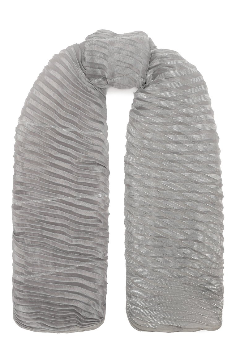 Женский шарф EMPORIO ARMANI светло-серого цвета, арт. 635201/4R301 | Фото 1 (Материал: Текстиль, Синтетический материал; Материал сплава: Проставлено; Нос: Не проставлено)