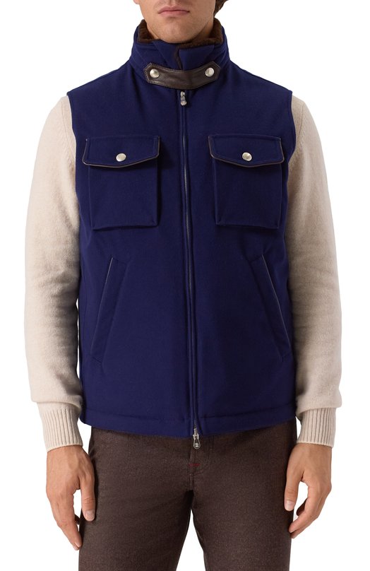 Шерстяной жилет Brunello Cucinelli MM4701646 Синий  MM4701646 Фото 6