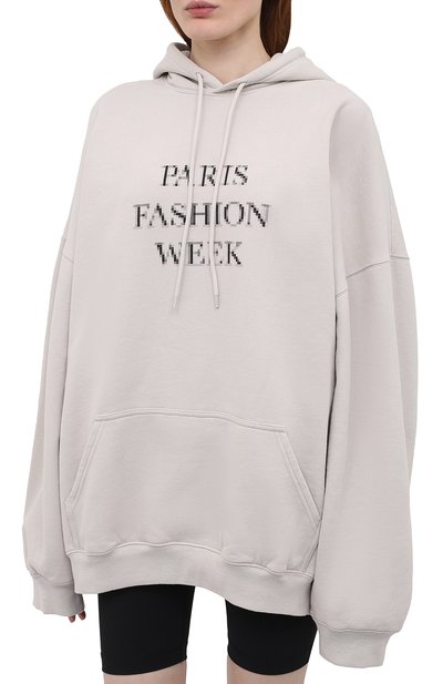 Хлопковое худи BALENCIAGA светло-серого цвета по цене 99250 руб., арт. 651799/TKV85, фото 3 Хлопковое худи BALENCIAGA, арт. 651799/TKV85, фото 3