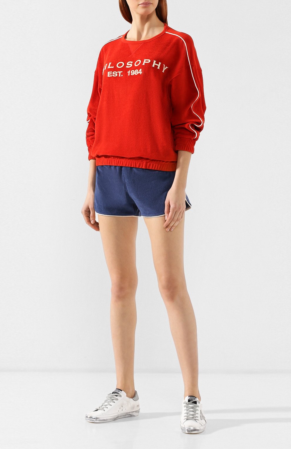 Хлопковый пуловер PHILOSOPHY DI LORENZO SERAFINI красного цвета по цене 28800 руб., арт. A1705/749, фото 2 Хлопковый пуловер PHILOSOPHY DI LORENZO SERAFINI, арт. A1705/749, фото 2