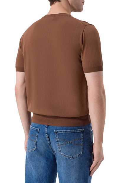 Хлопковый джемпер CANALI коричневого цвета по цене 36450 руб., арт. C0719/MK02459, фото 4 Хлопковый джемпер CANALI, арт. C0719/MK02459, фото 4