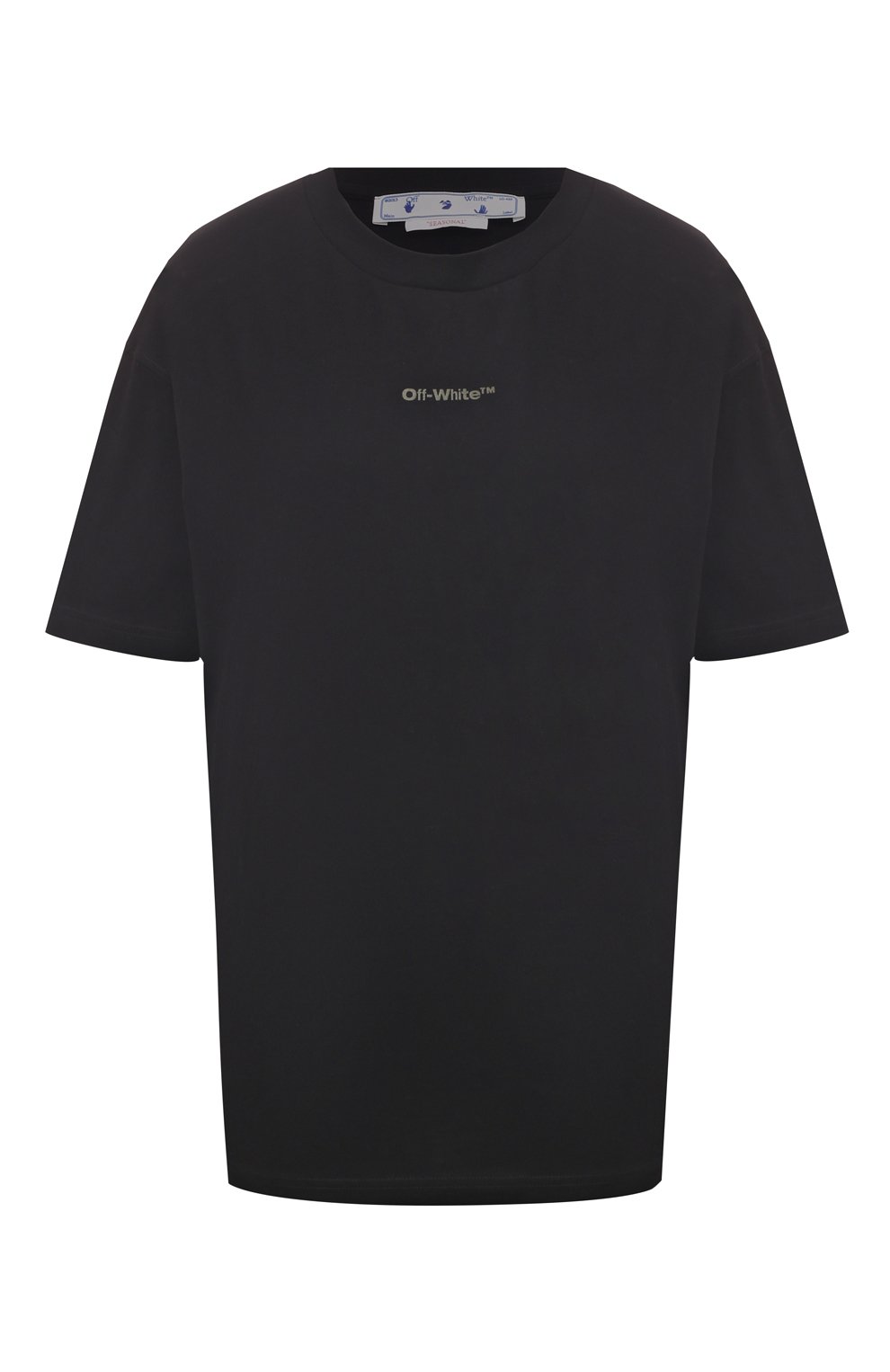 Хлопковая футболка OFF-WHITE черного цвета по цене 46300 руб., арт. OWAA089F22JER004, фото 1 Хлопковая футболка OFF-WHITE, арт. OWAA089F22JER004, фото 1