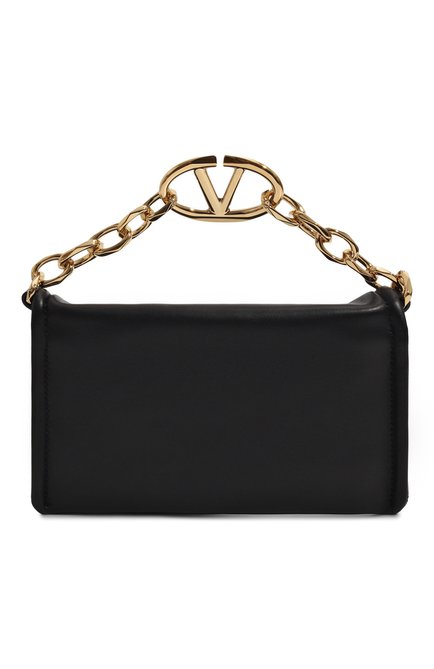 Женский клатч vlogo chain VALENTINO черного цвета, арт. 5W2B0N94/PHV | Фото 1 (Размер: small; Материал: Натуральная кожа; Ремень/цепочка: На ремешке; Материал сплава: Проставлено; Драгоценные камни: Проставлено)