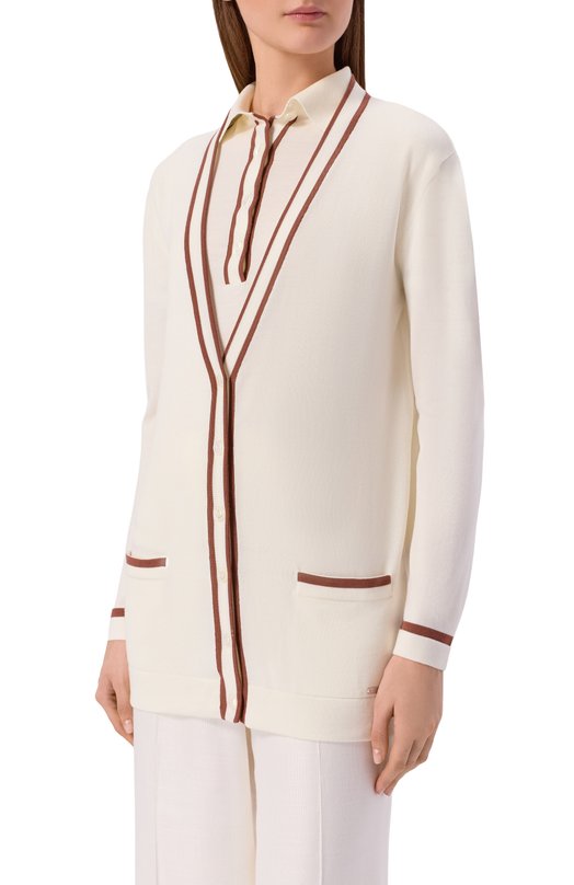 Шерстяной кардиган Kiton D61701 Кремовый  D61701 Фото 3