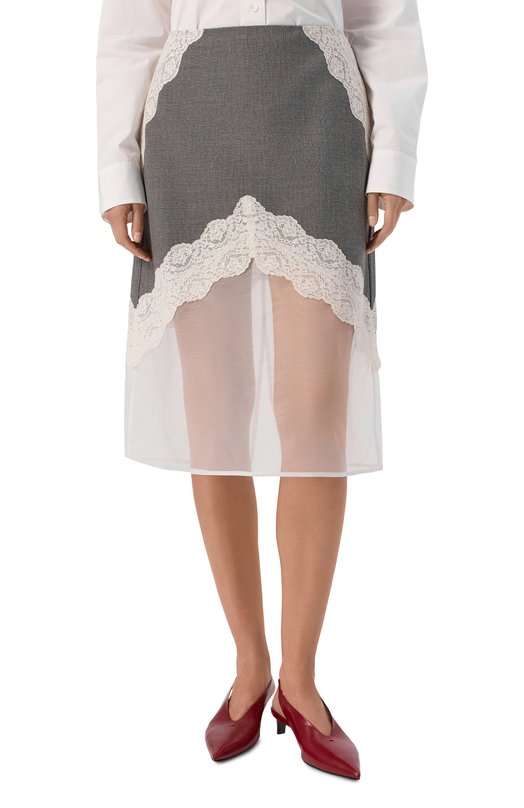 Комбинированная юбка Jil Sander J03MA0257/J41557 Серый  J03MA0257/J41557 Фото 3