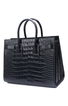 Женская сумка sac de jour SAINT LAURENT темно-синего цвета, арт. 398709/E5V0N | Фото 3 (Сумки-технические: Сумки через плечо, Сумки top-handle; Материал: Экзотическая кожа; Размер: medium; Материал сплава: Проставлено; Ремень/цепочка: На ремешке; Драгоценные камни: Проставлено)