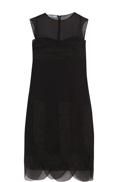 Однотонное мини-платье с фестонами и круглым вырезом PRADA, арт. P35Y6-1QC1-F0806, фото 1