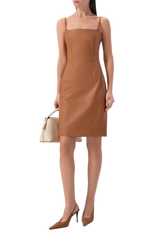 Кожаное платье 12 STOREEZ 136507 Коричневый  136507 Фото 2