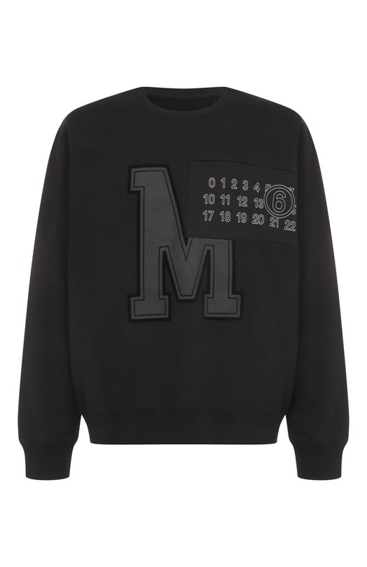 Хлопковый свитшот MM6 SH0GU0029/M25014 Чёрный SH0GU0029/M25014