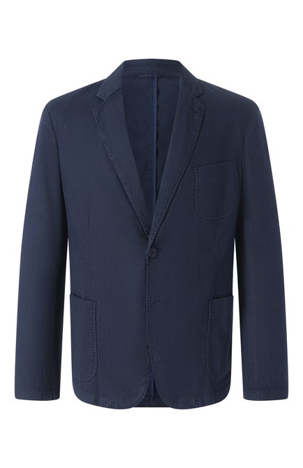 Мужские пиджак изо льна и хлопка GIORGIO ARMANI темно-синего цвета по цене 0 руб., арт. 0SGGG0D9 T01FI | Фото 1