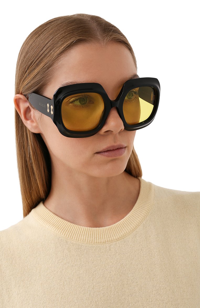 Женские солнцезащитные очки GUCCI черного цвета, арт. GG0988S 003 | Фото 2 (Тип очков: С/з; Региональные ограничения белый список (Axapta Mercury): RU, Не проставлено; Материал: Пластик; Нос: Не проставлено; Очки форма: Квадратные, Бабочка; Оптика Гендер: оптика-женское)