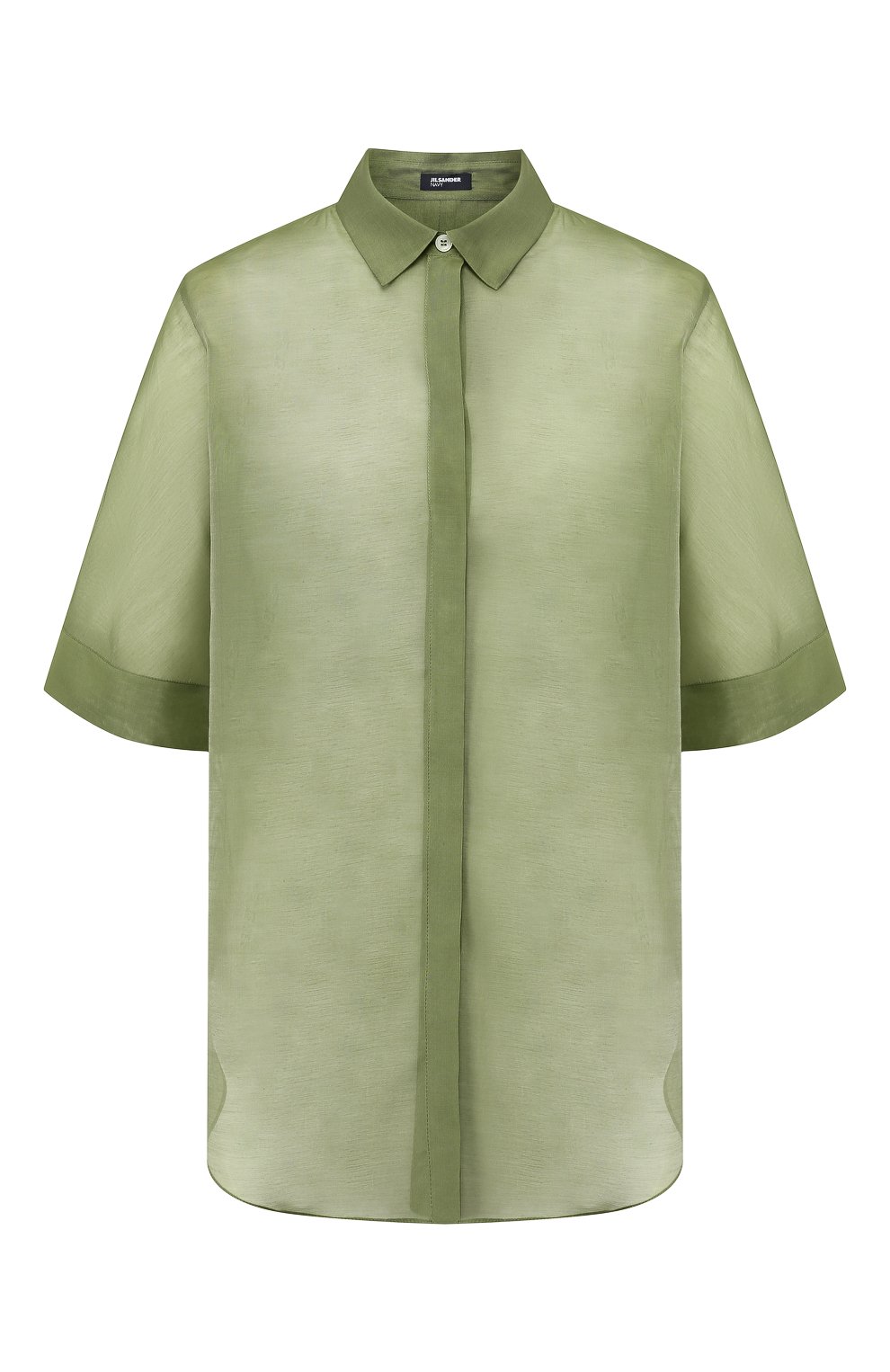Рубашка из смеси хлопка и шелка JIL SANDER NAVY зеленого цвета по цене 32300 руб., арт. JNWM6008A/JM2550, фото 1 Рубашка из смеси хлопка и шелка JIL SANDER NAVY, арт. JNWM6008A/JM2550, фото 1