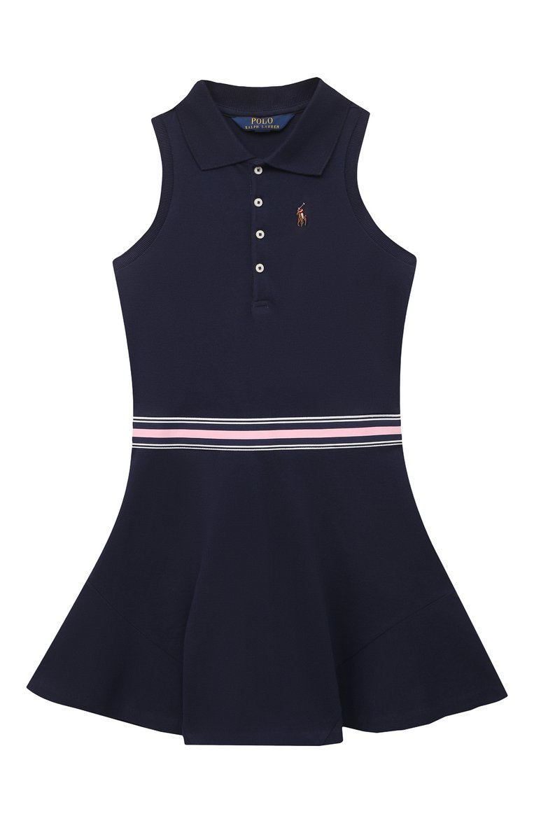 Детское хлопковое платье POLO RALPH LAUREN темно-синего цвета, арт. 311862342 | Фото 1 (Материал внешний: Хлопок; Девочки Кросс-КТ: Платье-одежда; Случай: Повседневный; Материал сплава: Проставлено; Драгоценные камни: Проставлено; Региональные ограничения белый список (Axapta Mercury): Не проставлено; Нос: Не проставлено; Рукава: Без рукавов; Ростовка одежда: 2 года | 92 см, 3 года | 98 см, 4 года | 104 см)