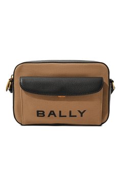 Женская сумка BALLY бежевого цвета, арт. WAC01T/CV034 | Фото 1 (Сумки-технические: Сумки через плечо; Материал: Натуральная кожа, Текстиль; Материал сплава: Проставлено; Ремень/цепочка: На ремешке; Драгоценные камни: Проставлено; Размер: small)