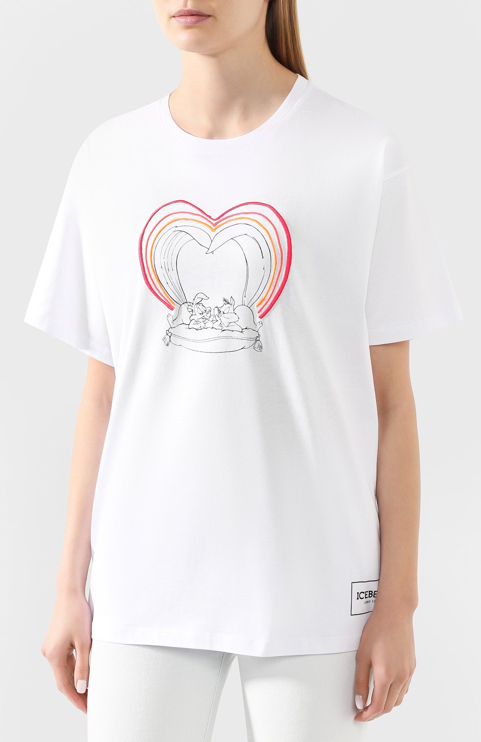 Хлопковая футболка ICEBERG белого цвета по цене 11650 руб., арт. 20E I2P0/F053/6301, фото 3 Хлопковая футболка ICEBERG, арт. 20E I2P0/F053/6301, фото 3