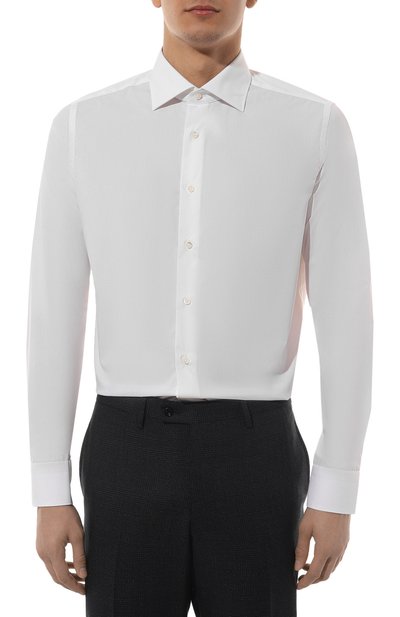 Хлопковая сорочка CANALI белого цвета по цене 23650 руб., арт. X98/GD03229, фото 4 Хлопковая сорочка CANALI, арт. X98/GD03229, фото 4