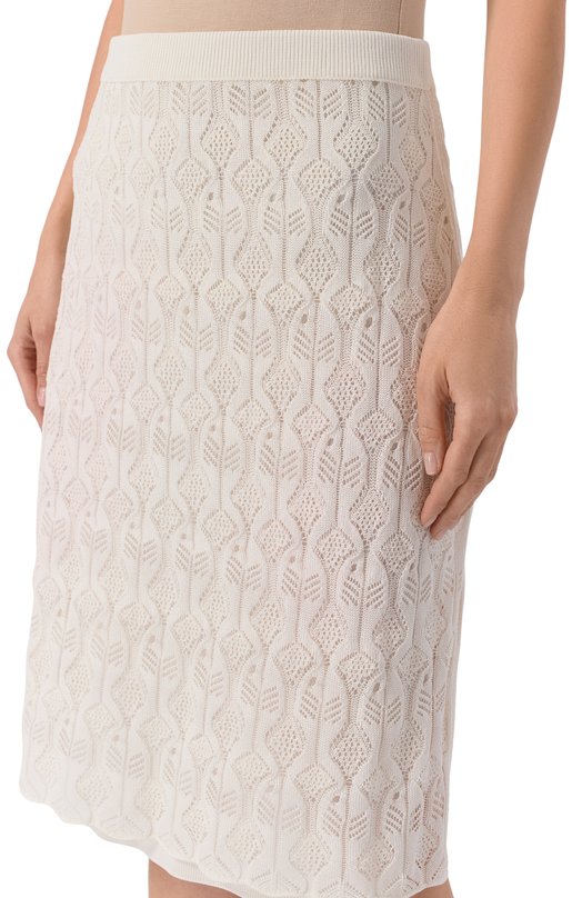 Юбка из хлопка и шелка Bottega Veneta 835382/V5ND0 Белый  835382/V5ND0 Фото 5