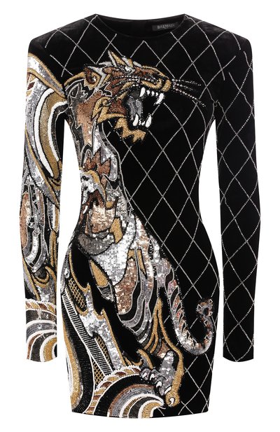 Женское платье из смеси вискозы и шелка BALMAIN, арт. SF16848/P016