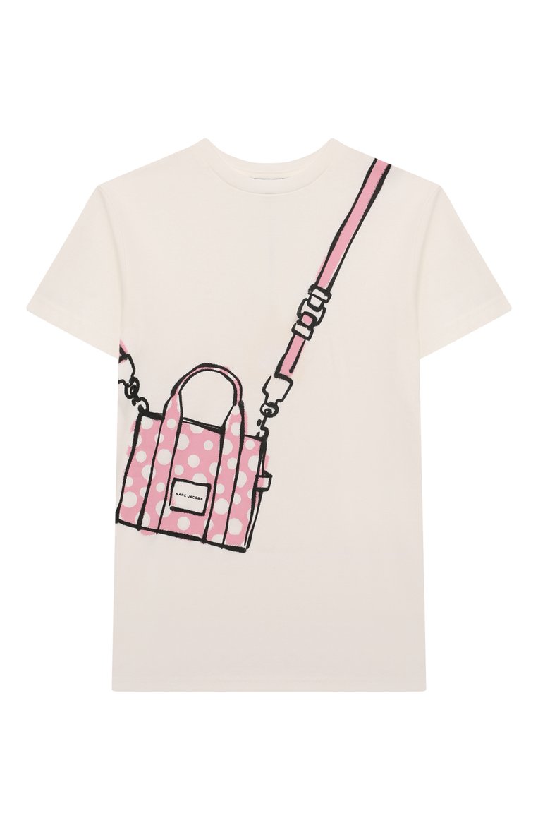 Детское хлопковое платье MARC JACOBS (THE) белого цвета, арт. W60072/2A-5A | Фото 1 (Рукава: Короткие; Материал внешний: Хлопо�к; Девочки Кросс-КТ: Платье-одежда; Случай: Повседневный; Ростовка одежда: 4 года | 104 см, 5 лет | 110 см, 3 года | 98 см)