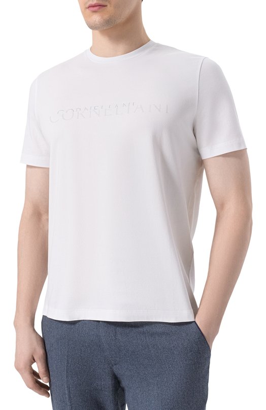 Хлопковая футболка Corneliani 25G581-2525059 Белый  25G581-2525059 Фото 3