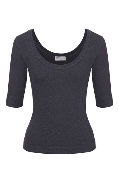 Женский хлопковая футболка BRUNELLO CUCINELLI, арт. MPTC8FX220