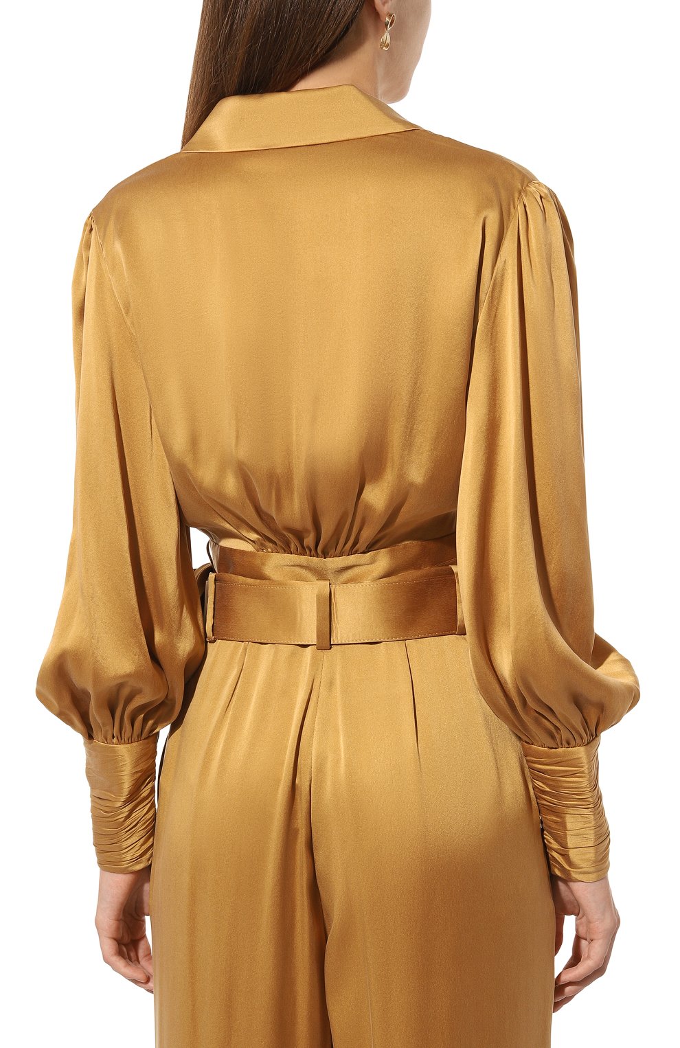 Атласная блузка ZIMMERMANN золотого цвета по цене 79950 руб., арт. 4913TRS24, фото 4 Атласная блузка ZIMMERMANN, арт. 4913TRS24, фото 4