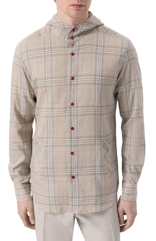 Льняная рубашка Kiton UMCMARH0926705_46-50 Бежевый  UMCMARH0926705_46-50 Фото 3