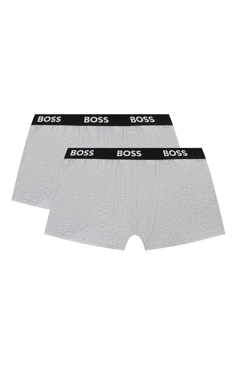Детские комплект из двух боксеров BOSS светло-серого цвета, арт. J20422/14A-16A | Фото 1 (Материал сплава: Проставлено; Материал внешний: Хлопок; Драгоценные камни: Проставлен�о; Рукава: Короткие; Ростовка одежда: 16 лет | 164 см, 13 - 15 лет | 158 см)