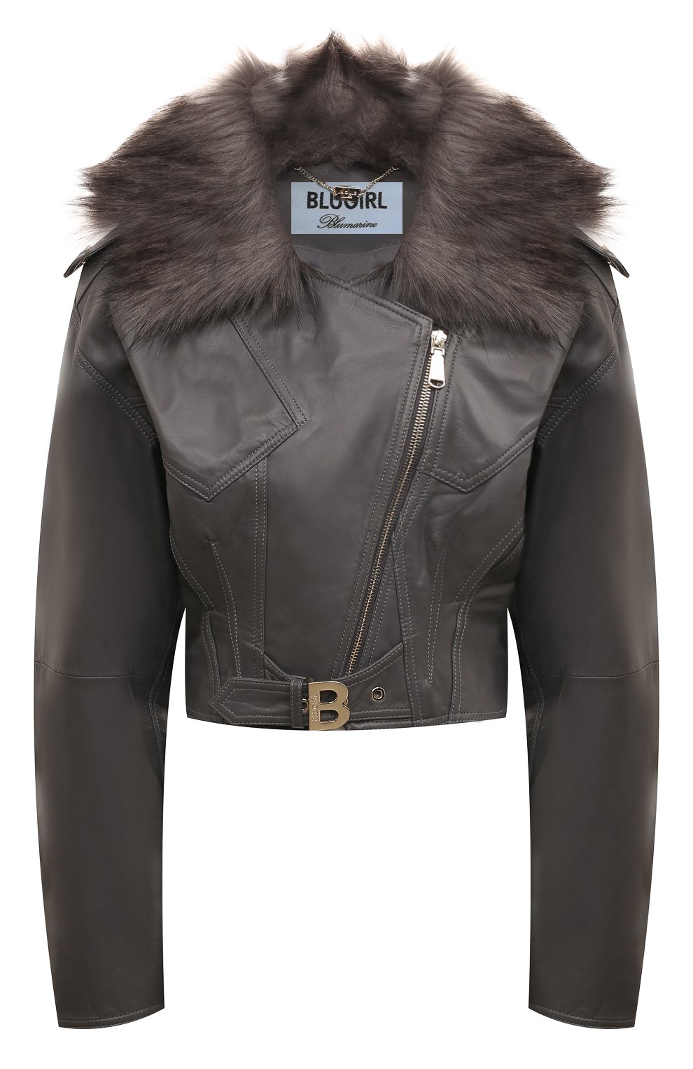 Кожаная куртка BLUGIRL серого цвета по цене 68300 руб., арт. RF4098/P0356, фото 1 Кожаная куртка BLUGIRL, арт. RF4098/P0356, фото 1