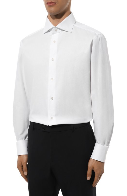 Хлопковая сорочка Zegna 703901A7/9MS0BA Белый  703901A7/9MS0BA Фото 4