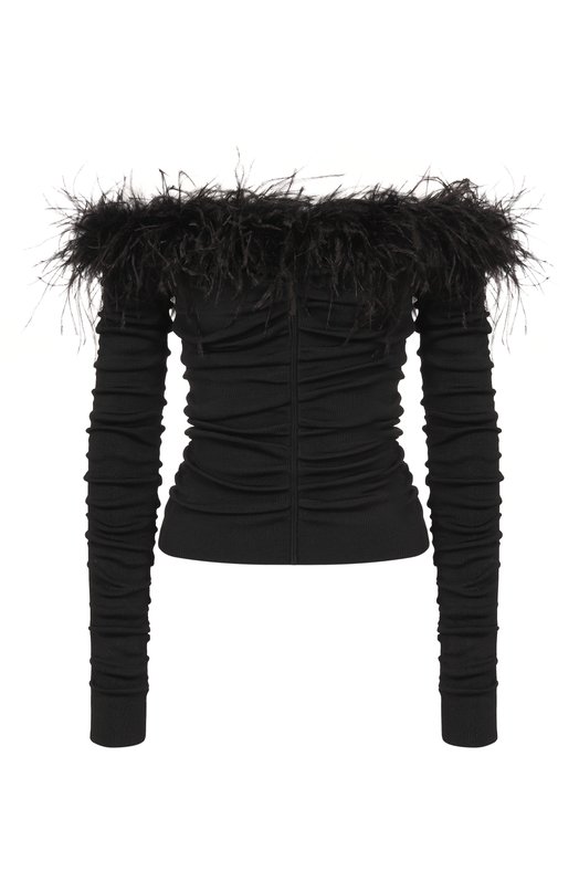 Топ с отделкой перьями self-portrait RS26011TB Чёрный RS26011TB