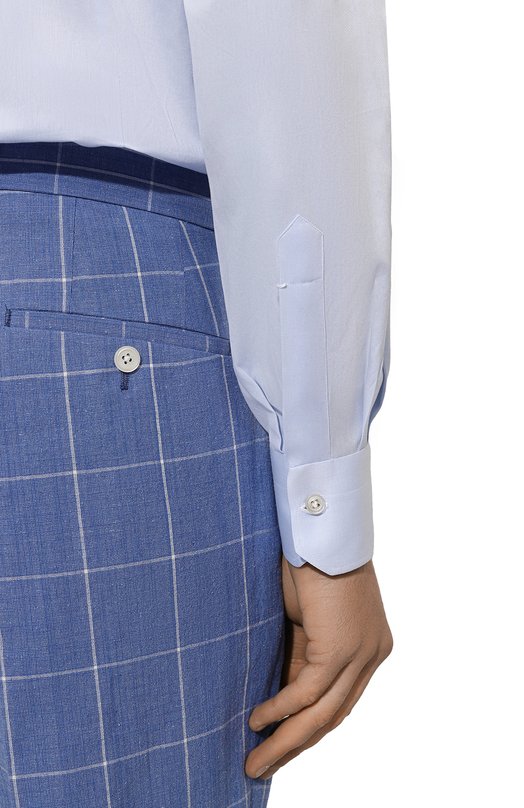 Хлопковая сорочка Kiton UCCH08884 Голубой  UCCH08884 Фото 6