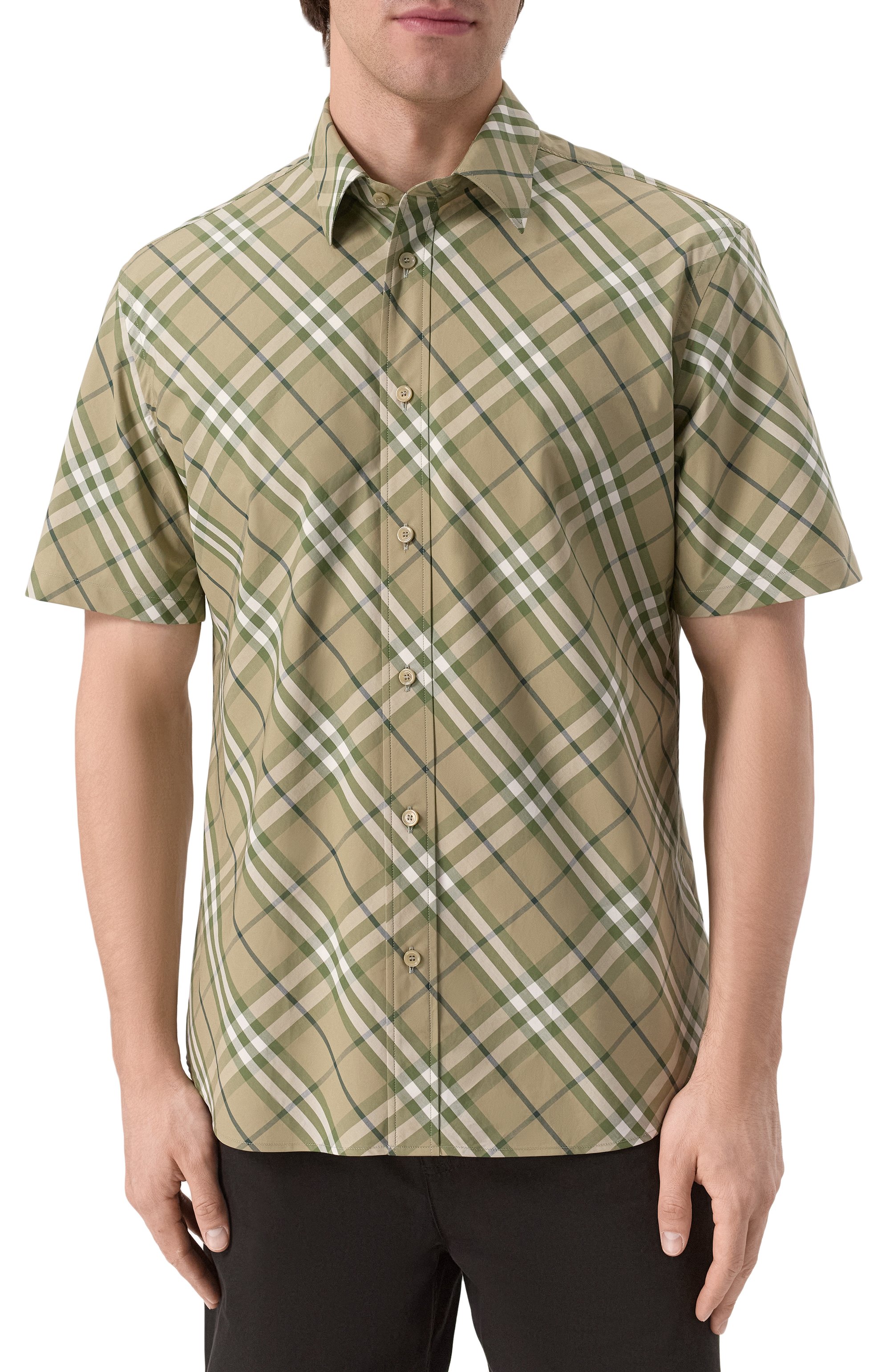 Хлопковая рубашка BURBERRY хаки цвета по цене 76850 руб., арт. 8107674, фото 3 Хлопковая рубашка BURBERRY, арт. 8107674, фото 3