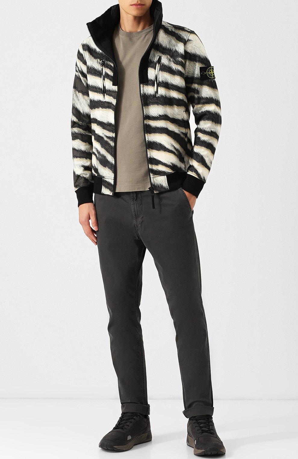 Хлопковая толстовка на молнии с воротником-стойкой и капюшоном STONE ISLAND, арт. 6915652E3, фото 2