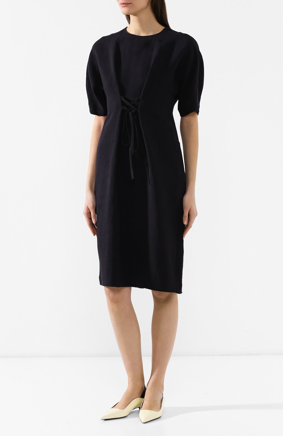 Платье из смеси вискозы и льна JIL SANDER NAVY, арт. JNWM5017A/JM4315A, фото 3