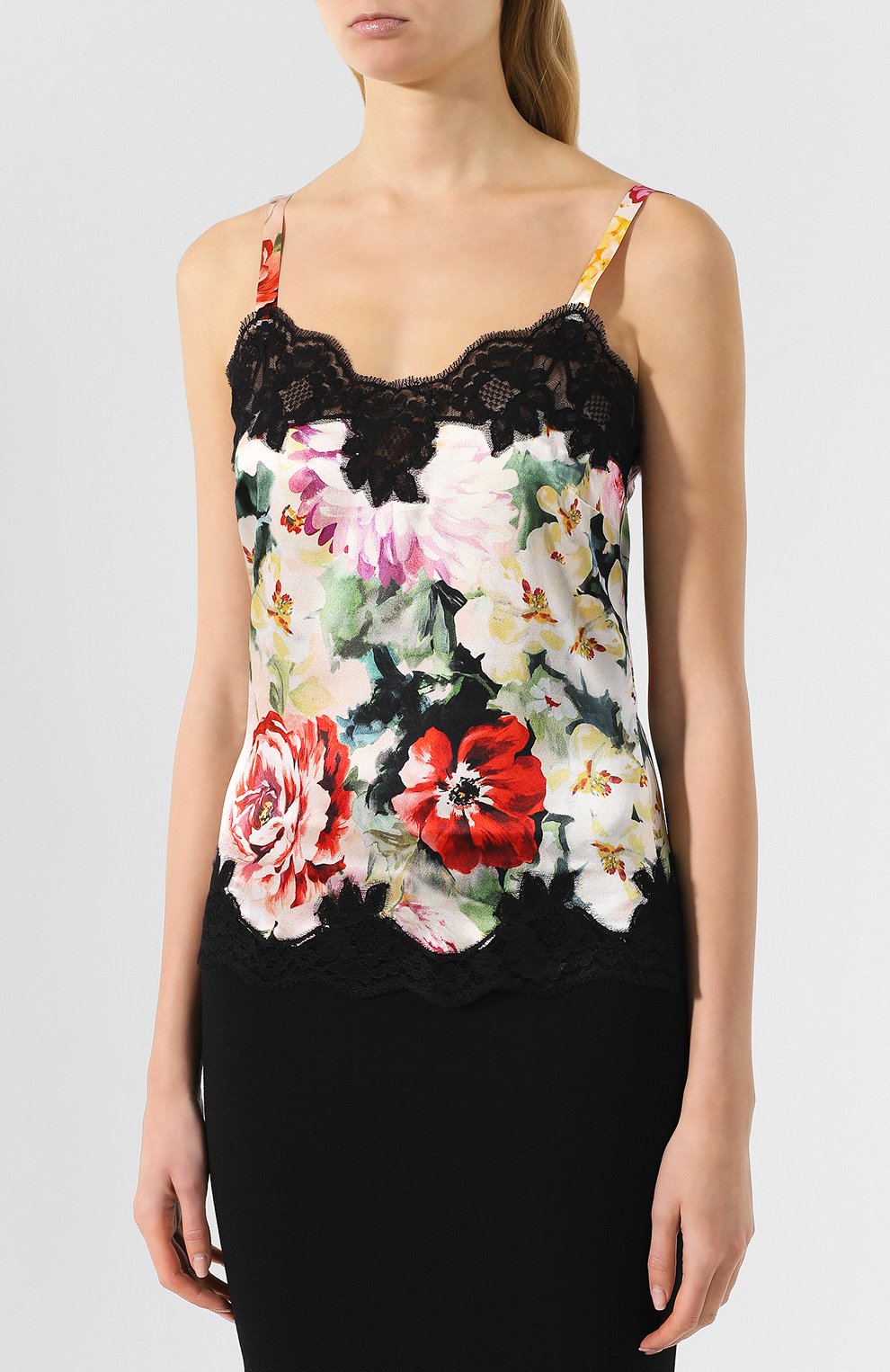 Топ из смеси шелка и хлопка DOLCE & GABBANA разноцветного цвета по цене 76300 руб., арт. 07A00T/FSAX5, фото 3 Топ из смеси шелка и хлопка DOLCE & GABBANA, арт. 07A00T/FSAX5, фото 3