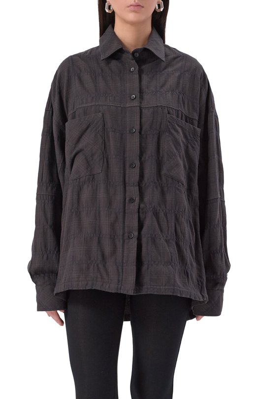 Блузка из шерсти и хлопка Andrea Ya'aqov 25WT0K27/C0TT0N W00L Коричневый  25WT0K27/C0TT0N W00L Фото 3