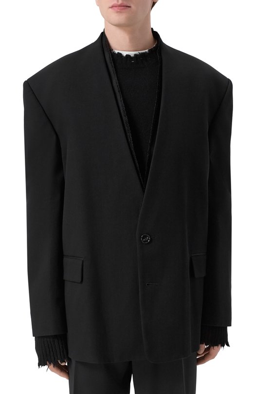 Хлопковый пиджак Ann Demeulemeester B0013481/FA696 Чёрный  B0013481/FA696 Фото 3