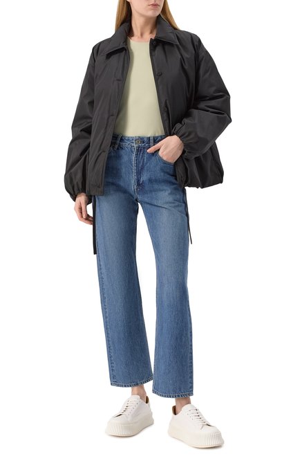 Женская пуховая куртка JIL SANDER черного цвета, арт. J01AF0107-J70192 | Фото 2 (Материал сплава: Проставлено; Длина (верхняя одежда): Короткие; Материал подклада: Синтетический материал; Рукава: Длинные; Материал утеплителя: Пух и перо; Материал внешний: Синтетический материал; Драгоценные камни: Проставлено)