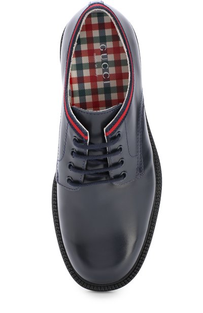 Кожаные дерби с текстильной отделкой GUCCI, арт. 477514/D7310, фото 4