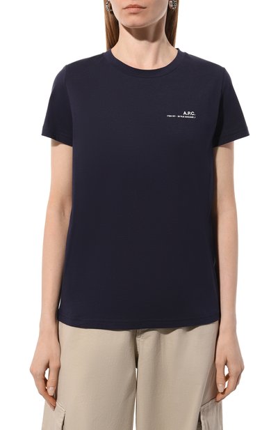 Хлопковая футболка A.P.C. темно-синего цвета по цене 9990 руб., арт. C0FBT-F26012, фото 3 Хлопковая футболка A.P.C., арт. C0FBT-F26012, фото 3