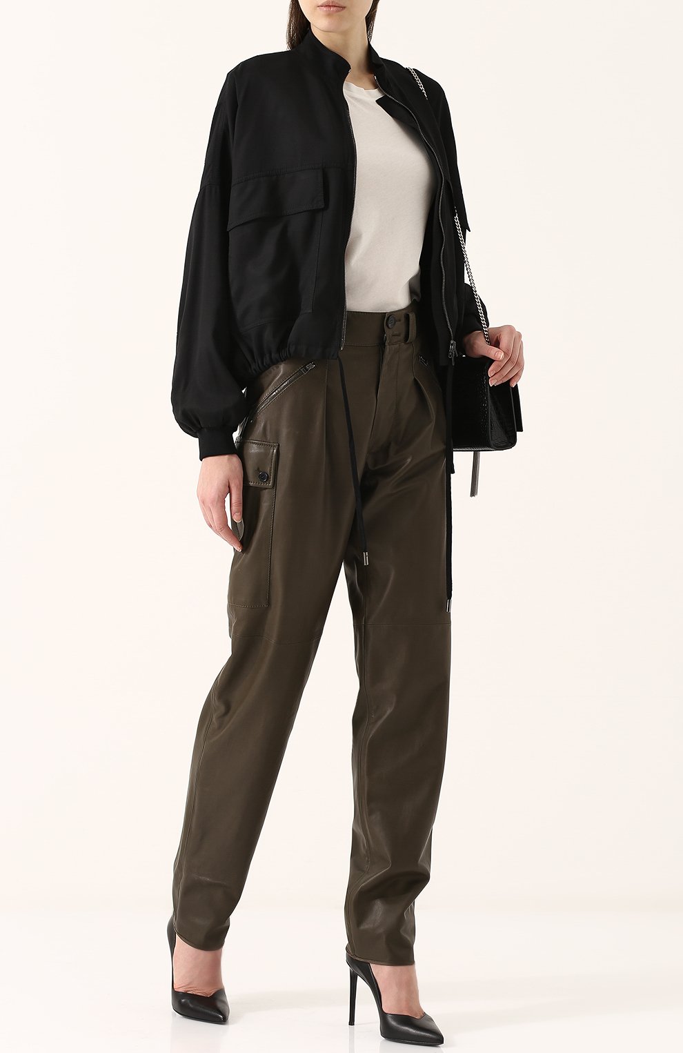 Однотонные кожаные брюки с защипами TOM FORD, арт. PAL640-LEX177, фото 2