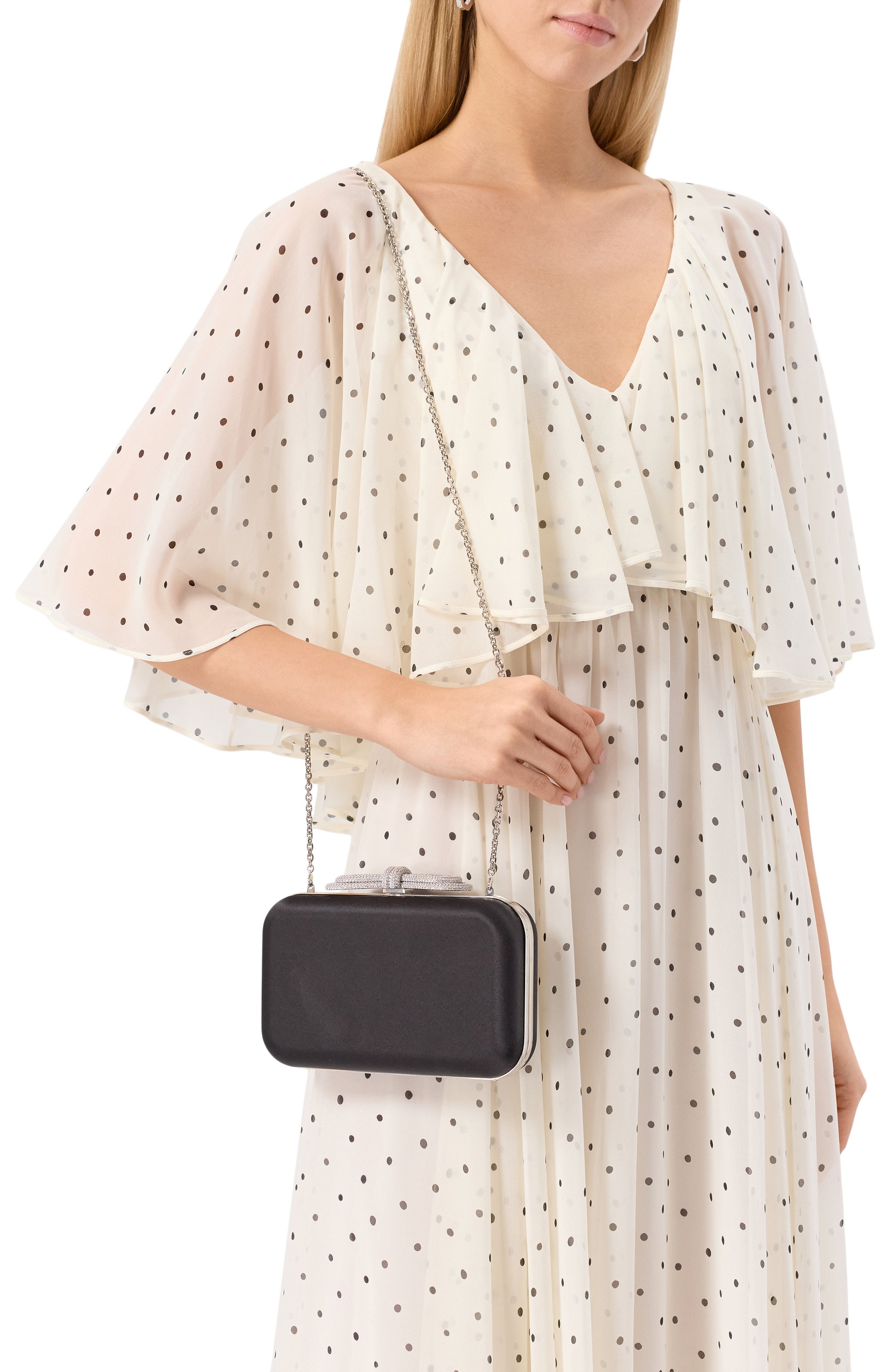 Клатч double bow small MACH & MACH черного цвета по цене 138500 руб., арт. MMCB-BG0002-CRP-BLK, фото 2 Клатч double bow small MACH & MACH, арт. MMCB-BG0002-CRP-BLK, фото 2