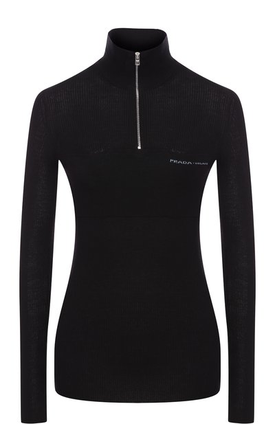 Женская однотонная водолазка из смеси шерсти и шелка PRADA, арт. 126237-1RZ2-F0002