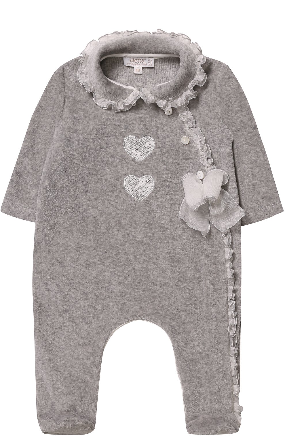 Хлопковая пижама с оборками и бантом ALETTA, арт. RL777028CIN/1M-18M, фото 1