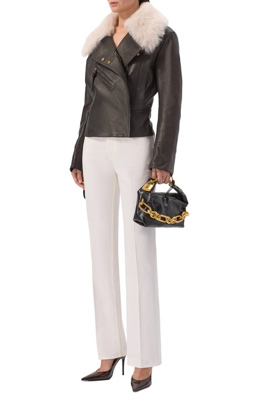 Кожаная куртка Balmain GF1TD215/LE31 Чёрный  GF1TD215/LE31 Фото 2