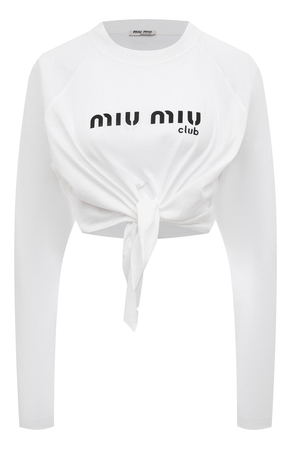 Хлопковый лонгслив MIU MIU белого цвета по цене 70000 руб., арт. MJL720-1X95-F0009, фото 1 Хлопковый лонгслив MIU MIU, арт. MJL720-1X95-F0009, фото 1